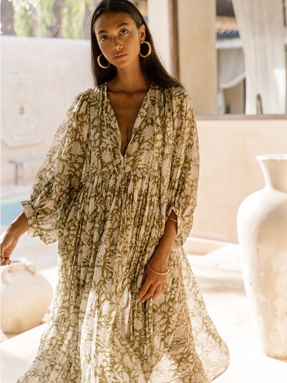 Daughters of India - Olive - Kyra Midi Dress